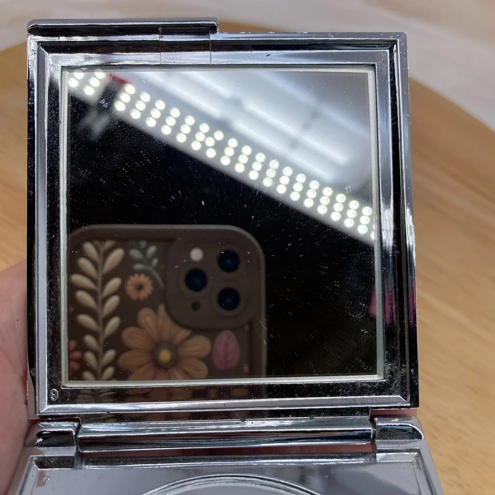 Vintage Mary Kay Compact Double Mirror Silver Tone Square Collectible Vanity